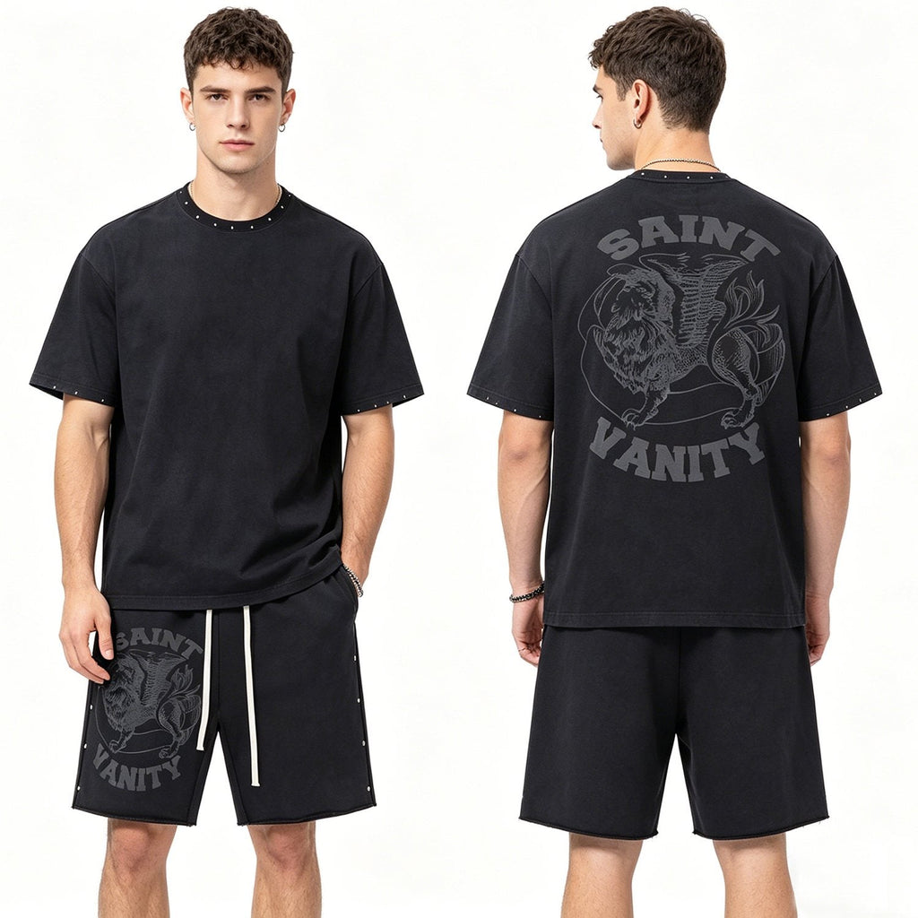 SAINT Vanity Washed Graphic Short-Sleeve Set