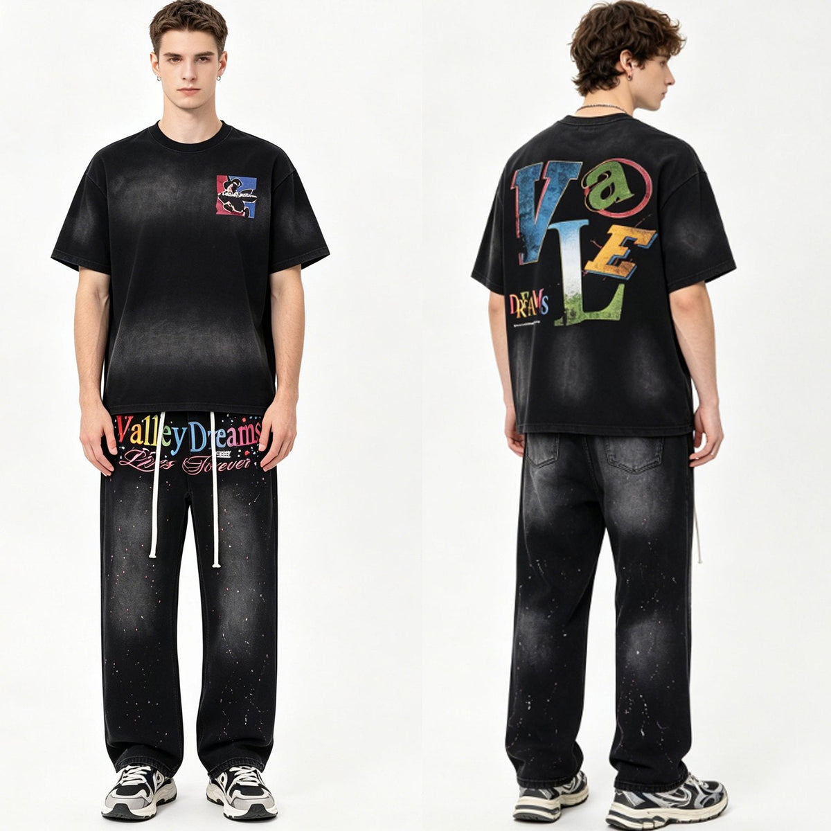 Valley Dreams Lives Forever Paint-Splatter Jeans