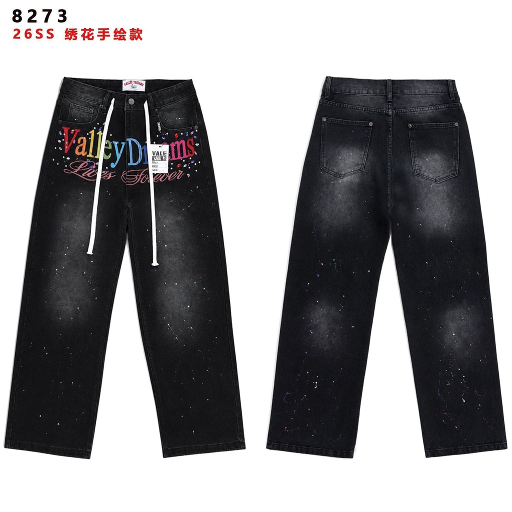 Valley Dreams Lives Forever Paint-Splatter Jeans