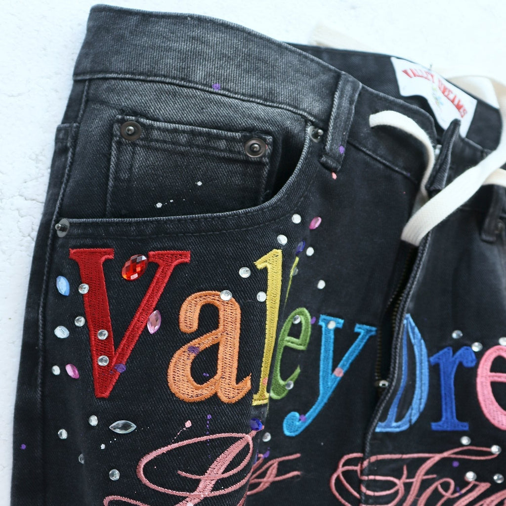 Valley Dreams Lives Forever Paint-Splatter Jeans