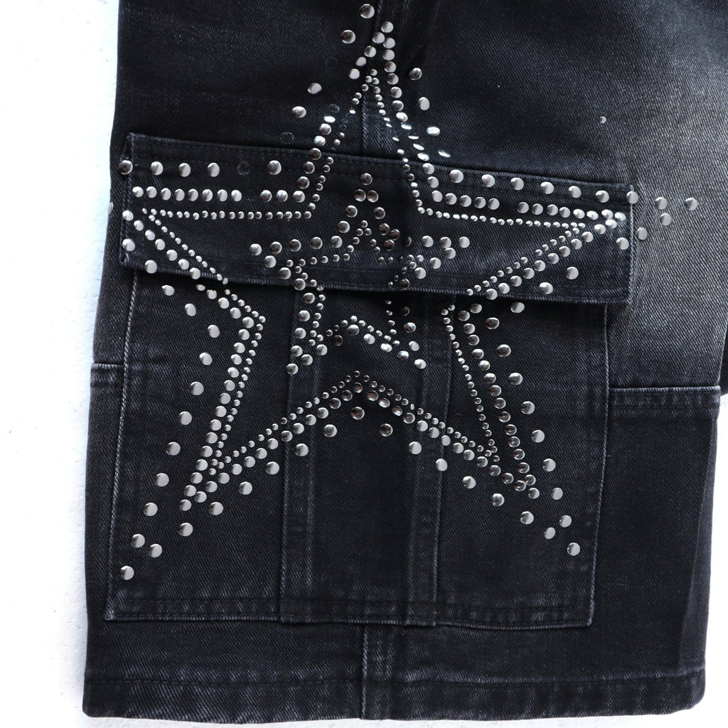 VALLEY Star Rhinestone Denim Cargo Shorts