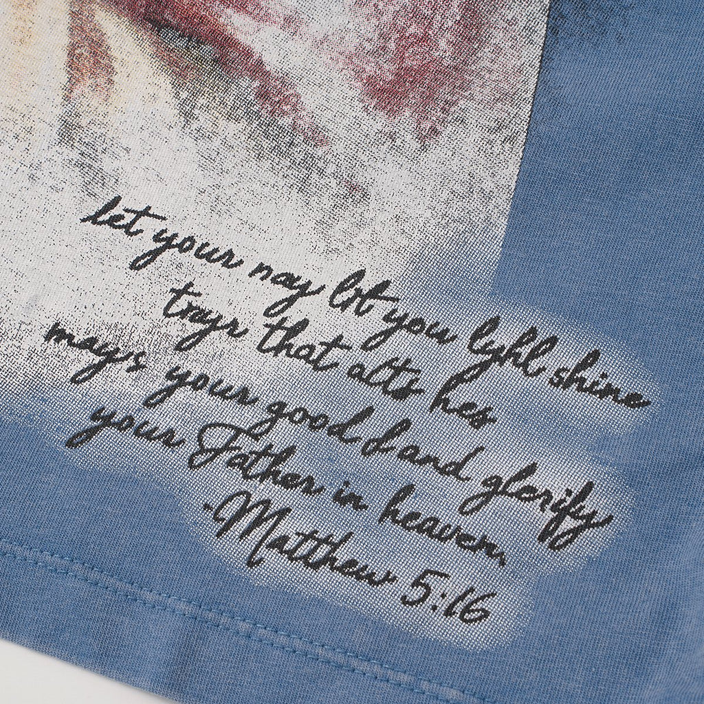 SAINT Distressed Rhinestone Graphic T-Shirt