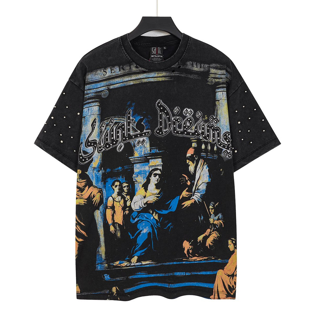 SAINT Religious Art Rhinestone T-Shirt