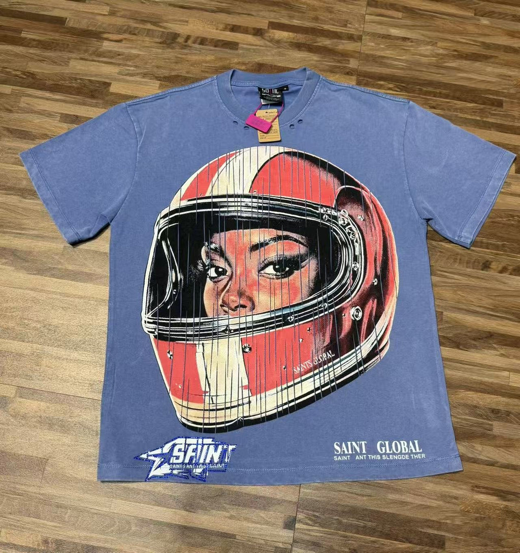 SAINT Washed Rhinestone Graphic T-Shirt