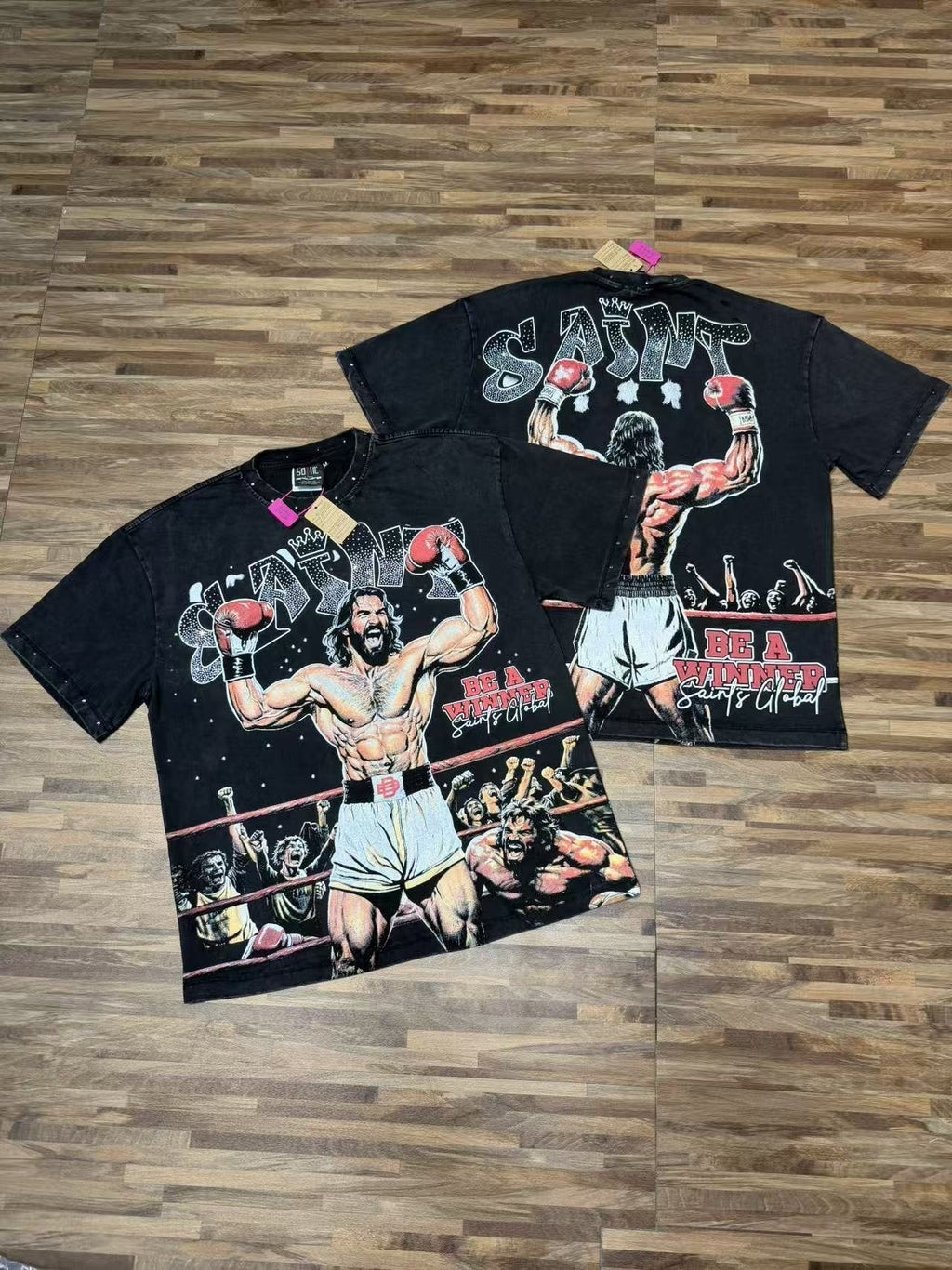 SAINT Boxing Graphic Washed T-Shirt