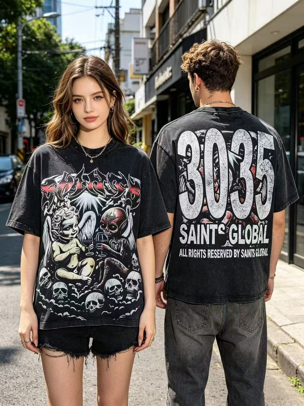 SAINT Angel & Devil 3035 Short-Sleeve Graphic T-Shirt