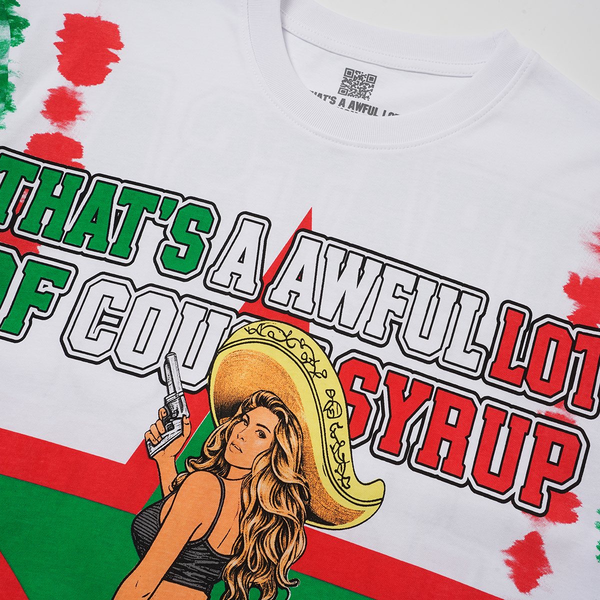 THAT'S A AWFUL LOT OF COUGH SYRUP White/Green Tie-Dye Graphic T-Shirt