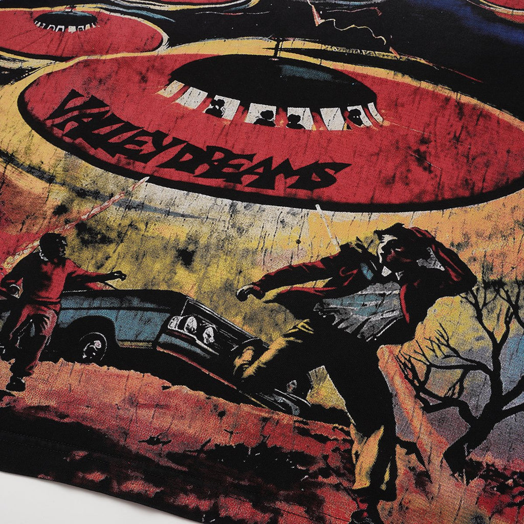 VALLEY UFO Graphic Washed Black T-Shirt