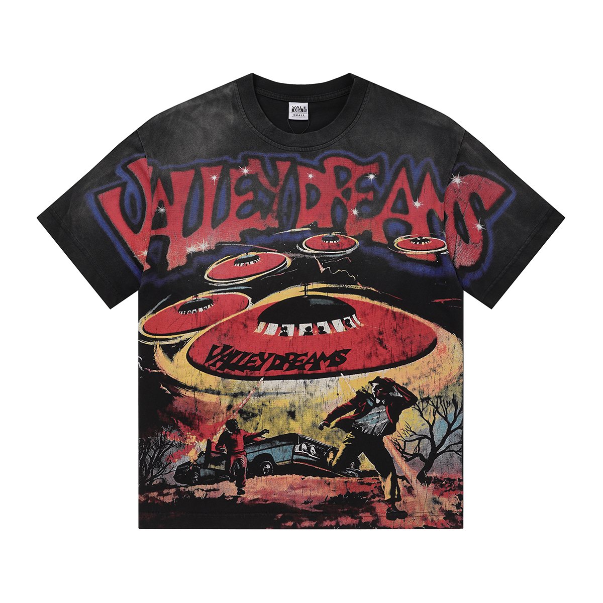 VALLEY UFO Graphic Washed Black T-Shirt