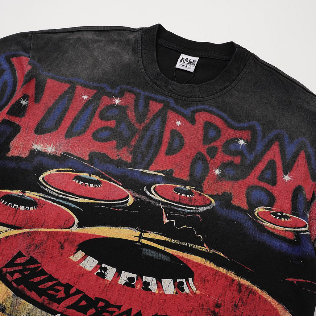 VALLEY UFO Graphic Washed Black T-Shirt