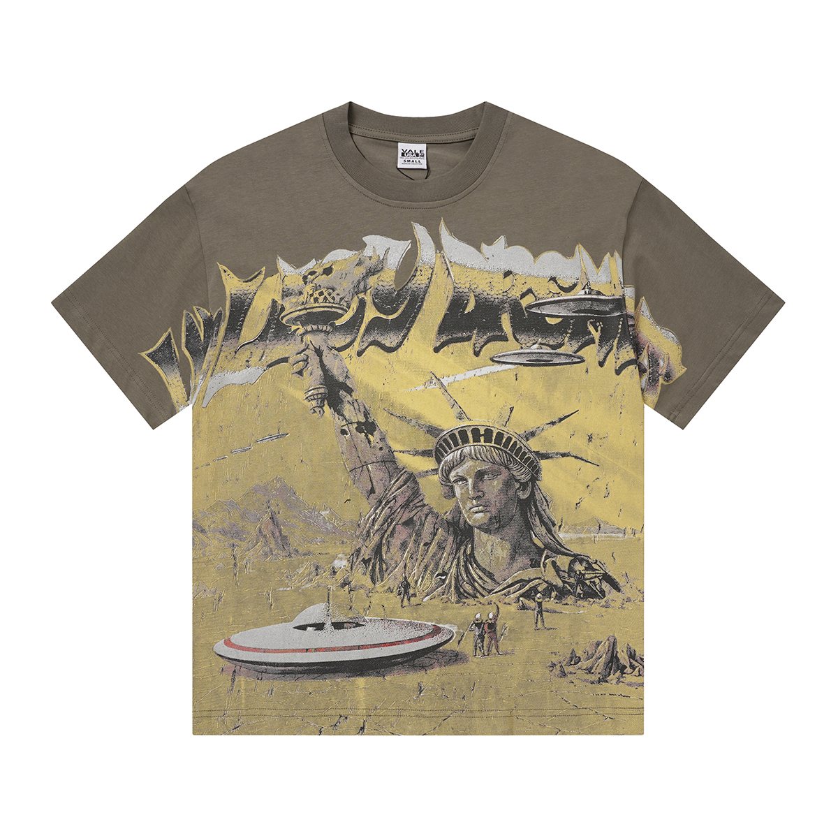 VALLEY Olive Statue of Liberty Graphic Short-Sleeve T-Shirt