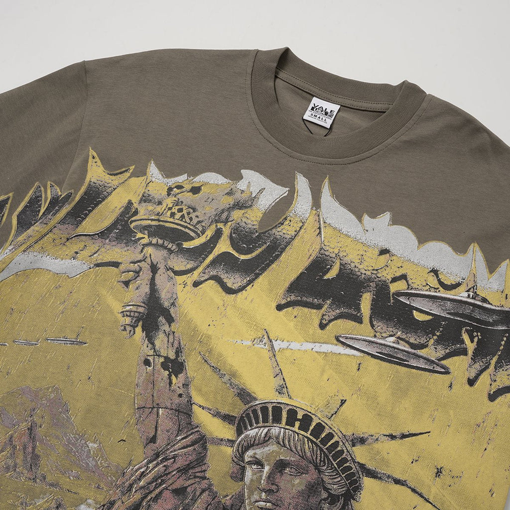 VALLEY Olive Statue of Liberty Graphic Short-Sleeve T-Shirt