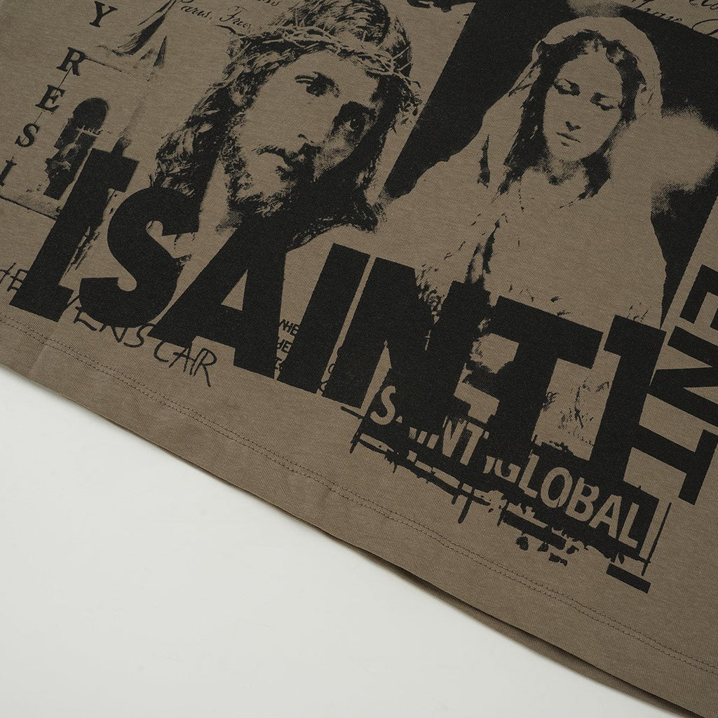 SAINT Taupe Front & Back Graphic T-Shirt