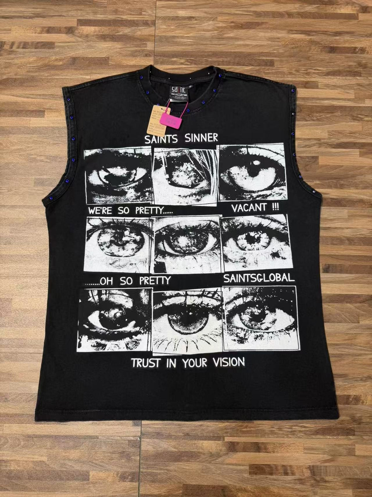 SAINT Sinner Washed Graphic Sleeveless T-Shirt