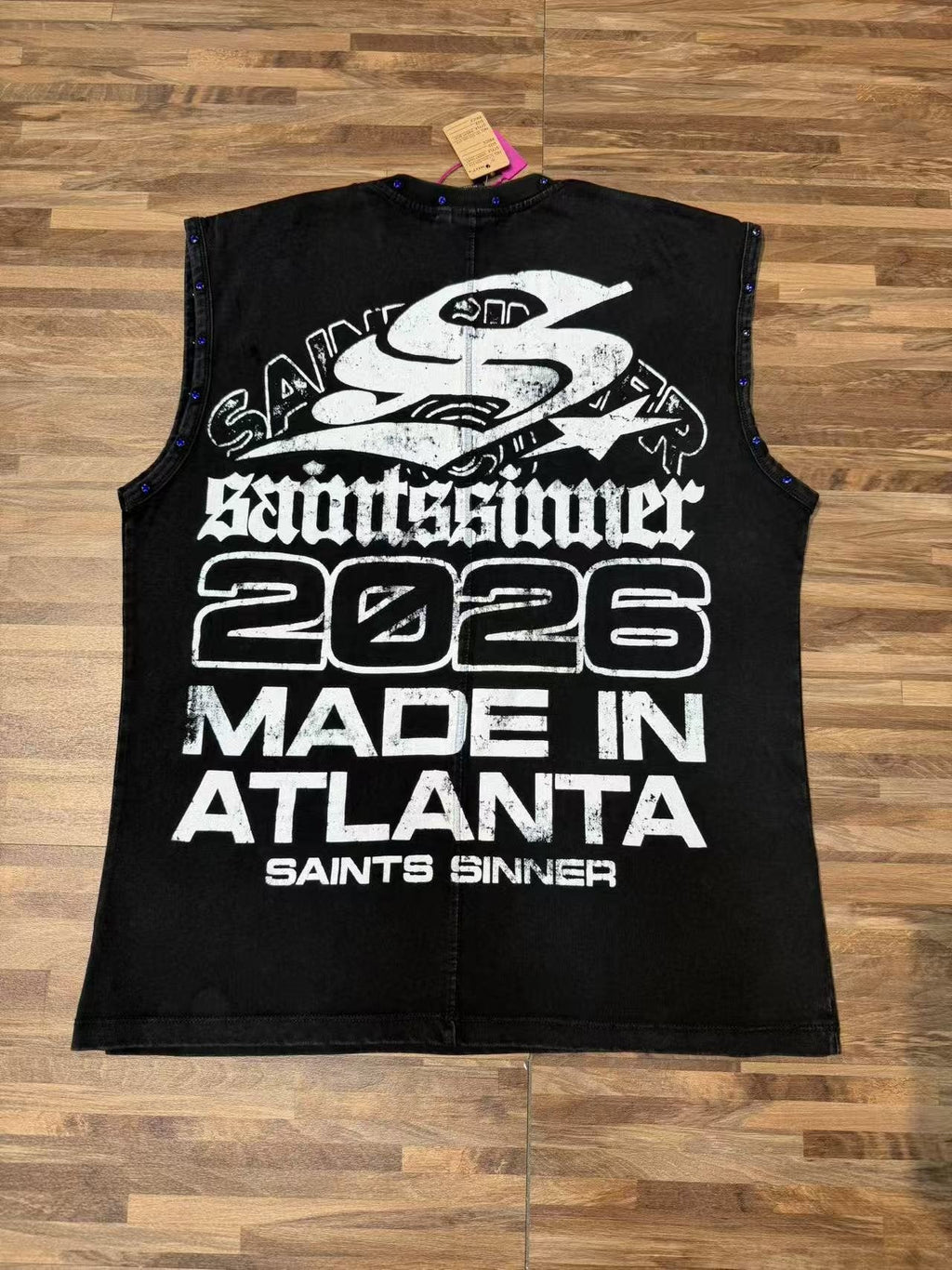SAINT Sinner Washed Graphic Sleeveless T-Shirt
