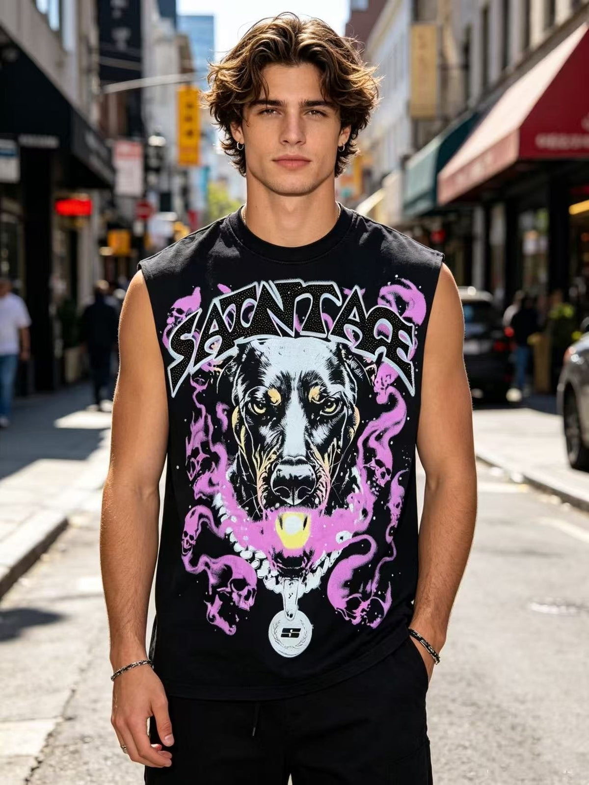 SAINT Dog Graphic Sleeveless T-Shirt