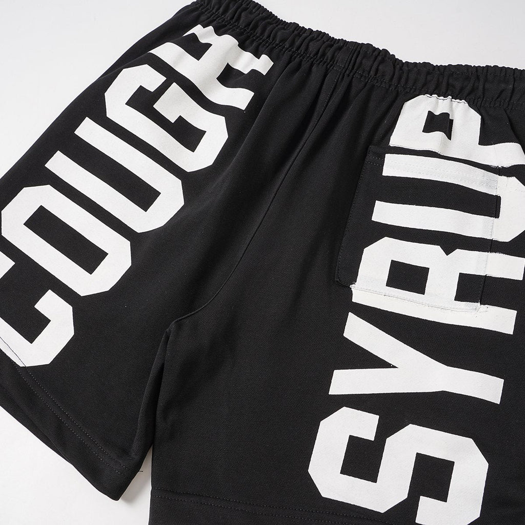 THAT'S A AWFUL LOT OF COUGH SYRUP Black Graphic Shorts