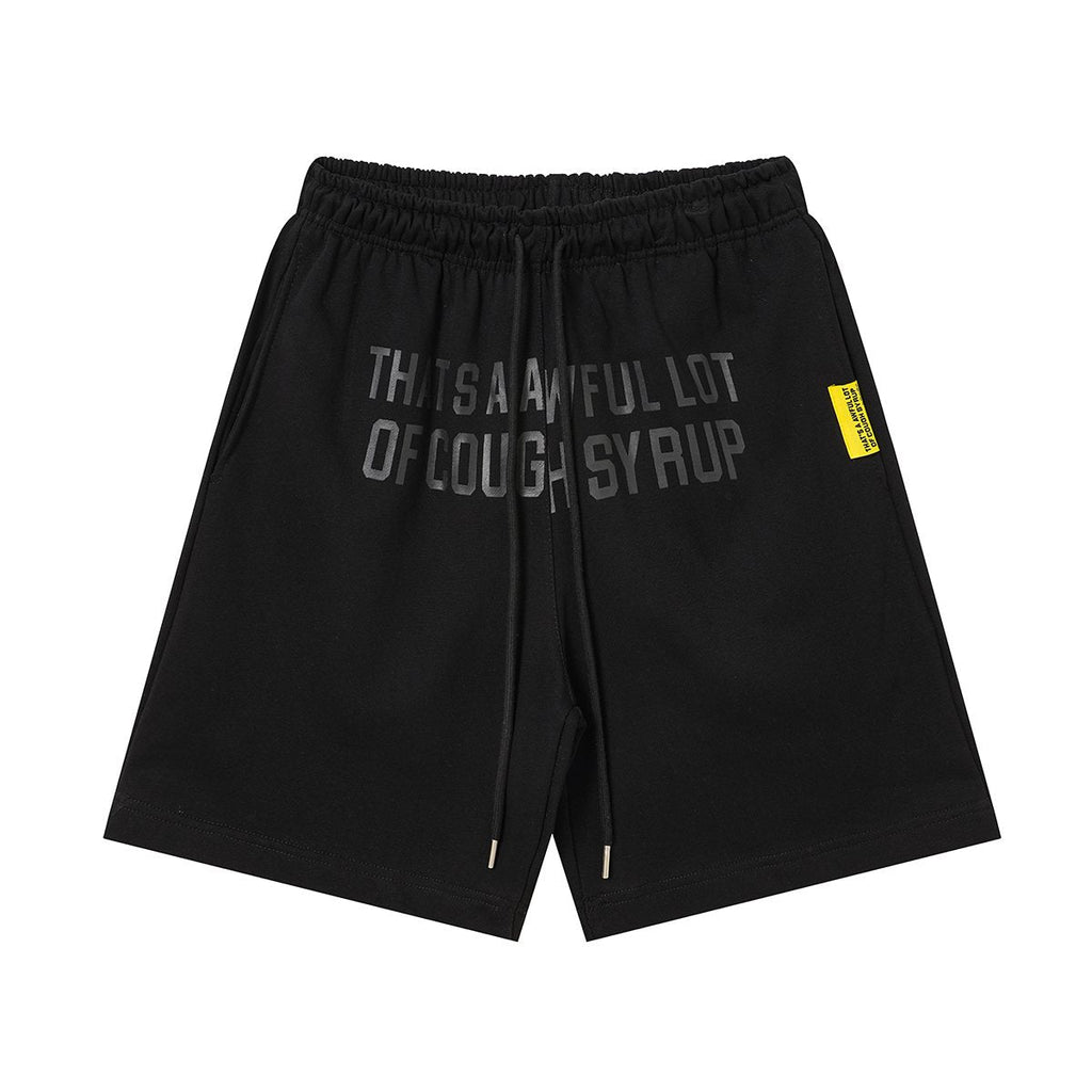 THAT'S A AWFUL LOT OF COUGH SYRUP Black Graphic Shorts