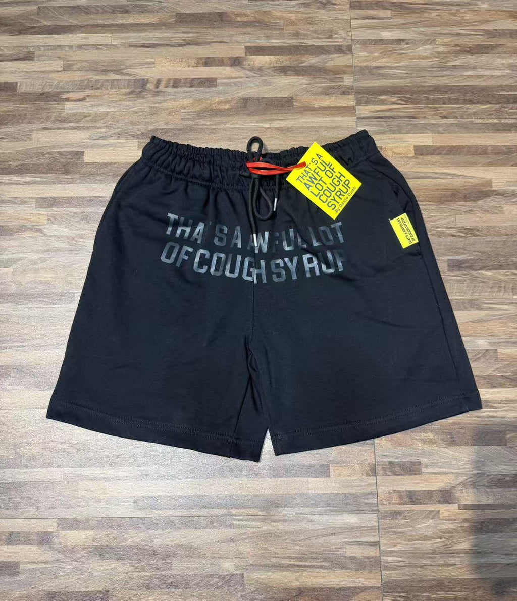 THAT'S A AWFUL LOT OF COUGH SYRUP Black Graphic Shorts