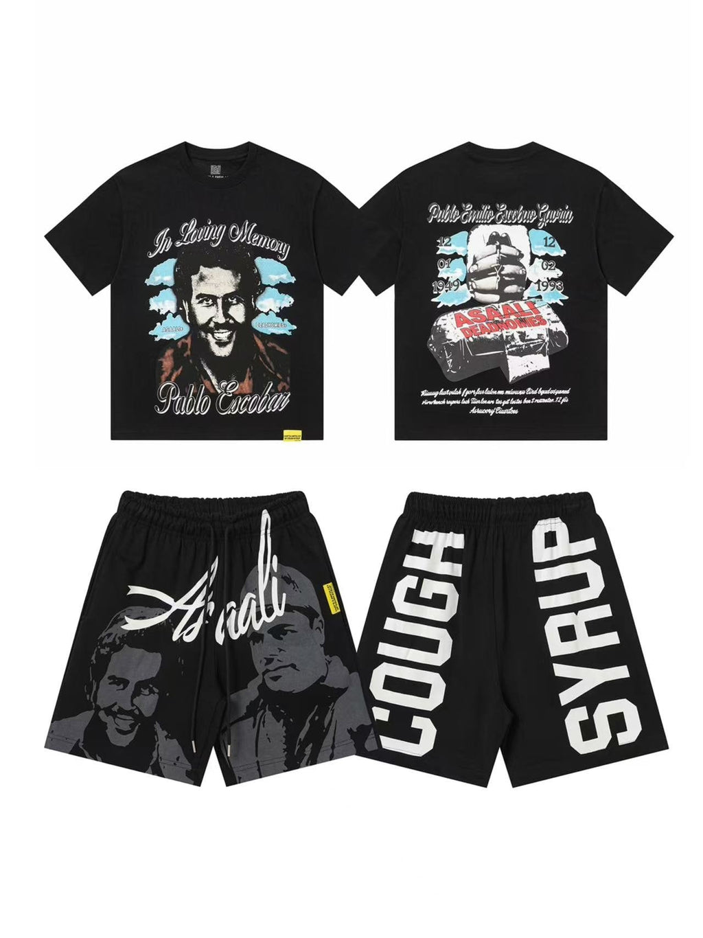 THAT'S A AWFUL LOT OF COUGH SYRUP Pablo Escobar Graphic Short-Sleeve Set