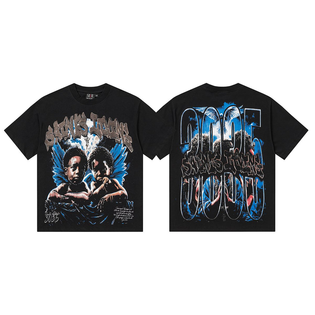 SAINT Rhinestone Graphic Short-Sleeve T-Shirt