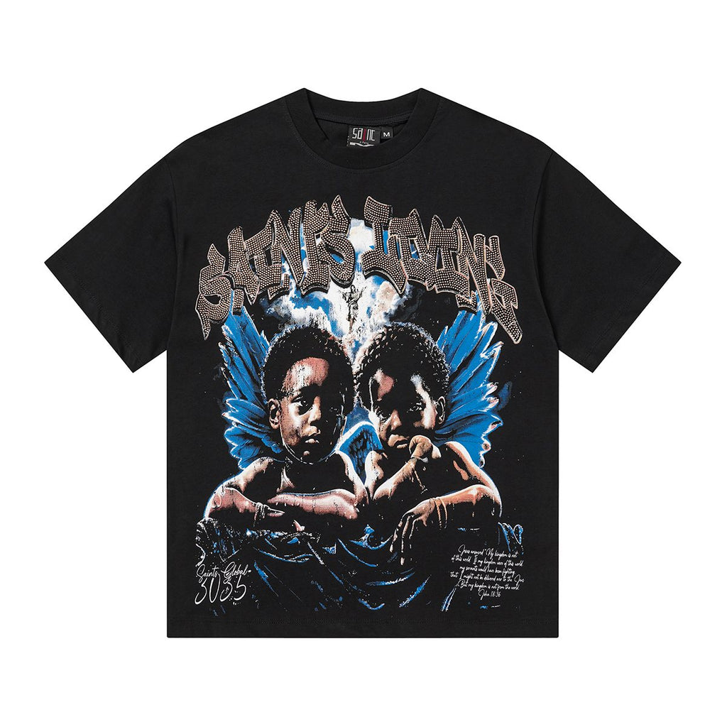 SAINT Rhinestone Graphic Short-Sleeve T-Shirt