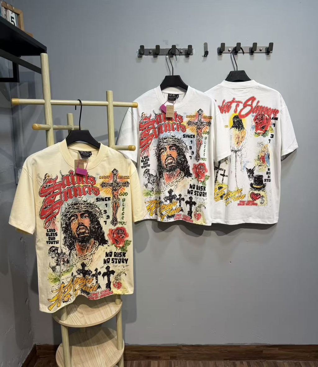 SAINT Religious-Inspired Graphic Short-Sleeve T-Shirt