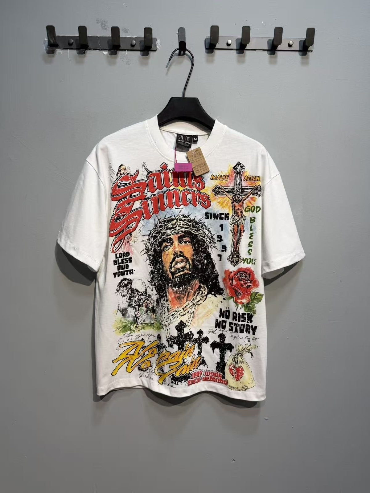 SAINT Religious-Inspired Graphic Short-Sleeve T-Shirt