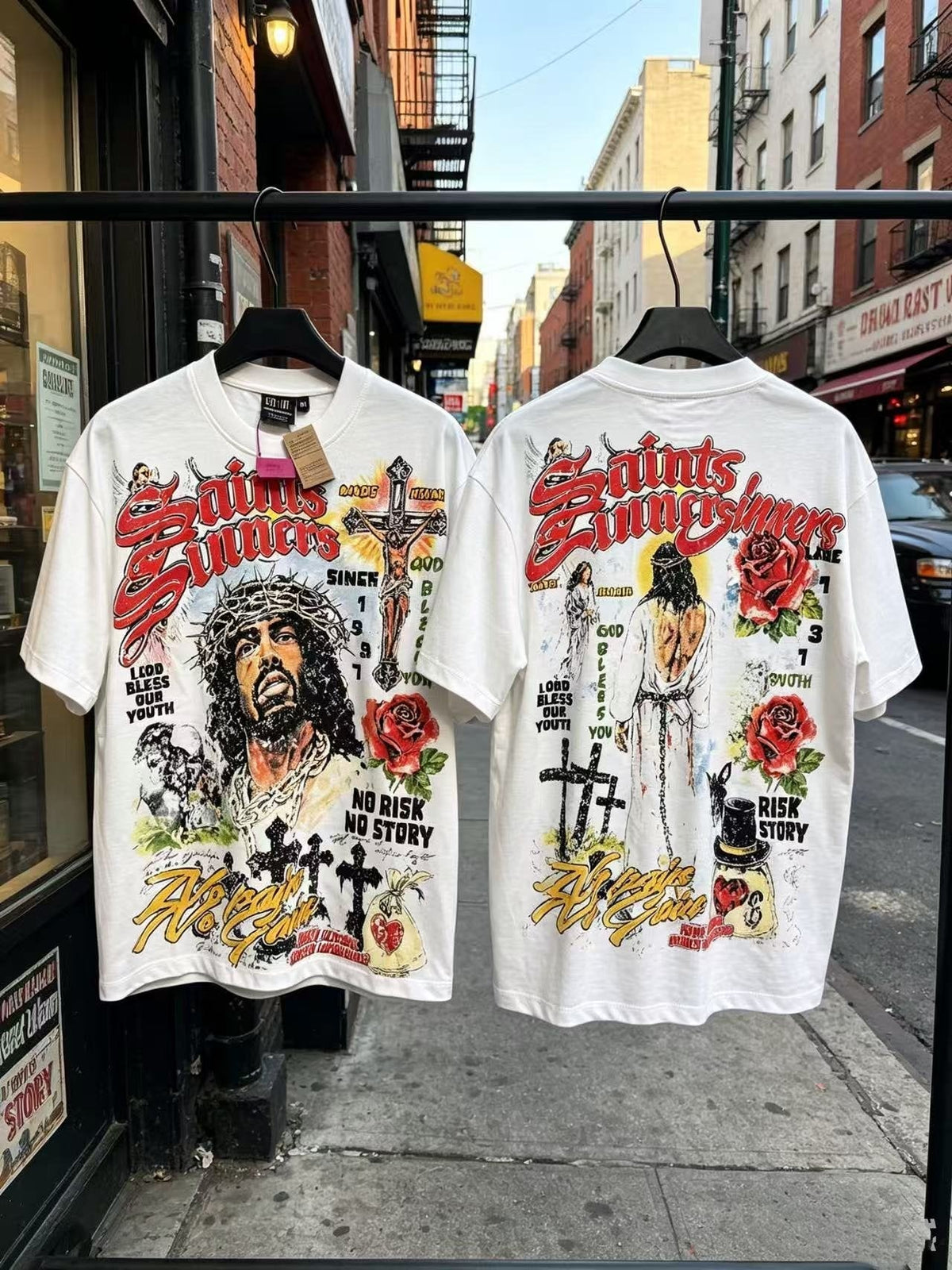 SAINT Religious-Inspired Graphic Short-Sleeve T-Shirt