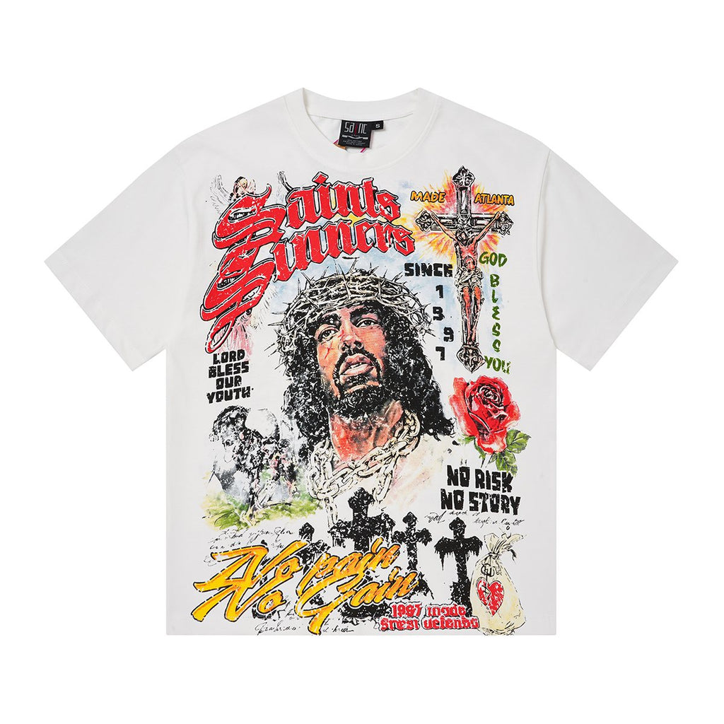 SAINT Religious-Inspired Graphic Short-Sleeve T-Shirt