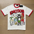 MIXED EMOTION Contrast-Trim Graphic Ringer T-Shirt