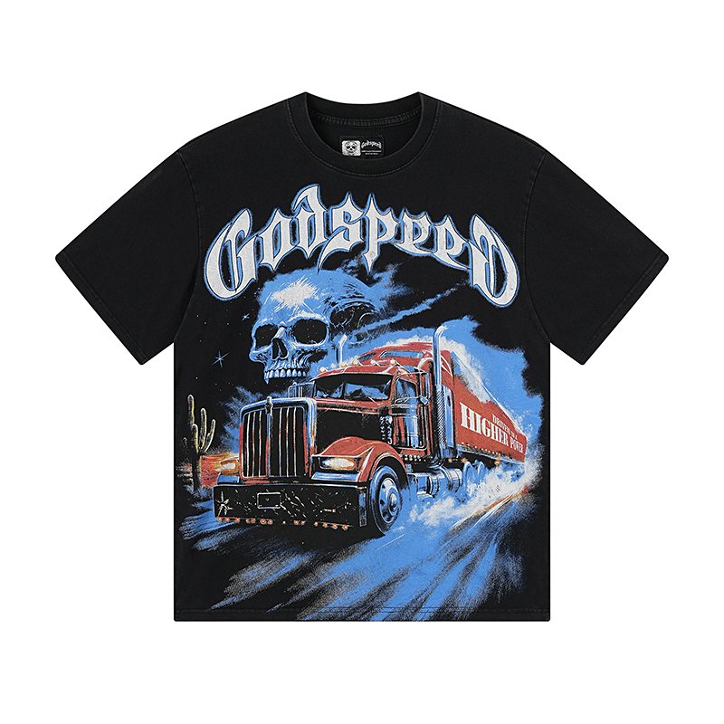 Godspeed Washed Black Truck Skull Graphic T-Shirt