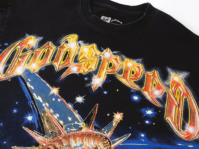 Godspeed Washed Black Front & Back Graphic T-Shirt