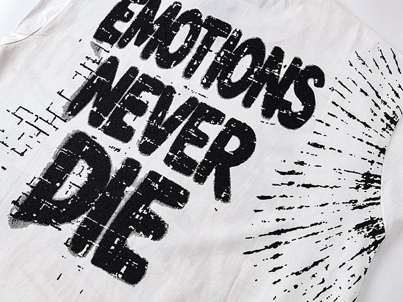 MIXED EMOTION Rhinestone Graphic Sleeveless T-Shirt