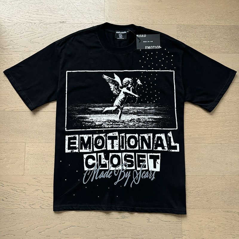 MIXED EMOTION Rhinestone-Style Graphic T-Shirt