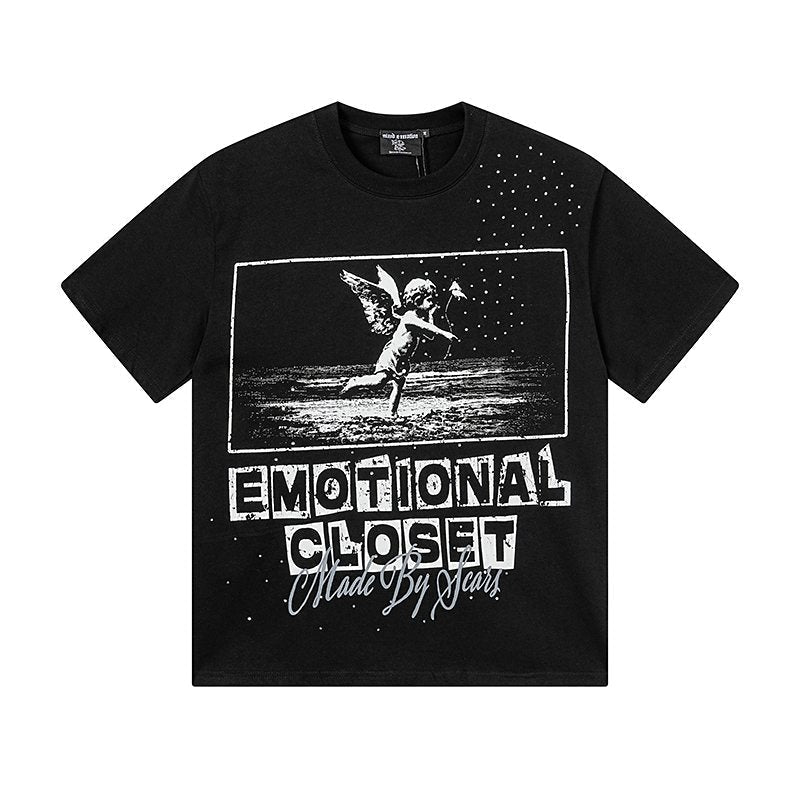 MIXED EMOTION Rhinestone-Style Graphic T-Shirt