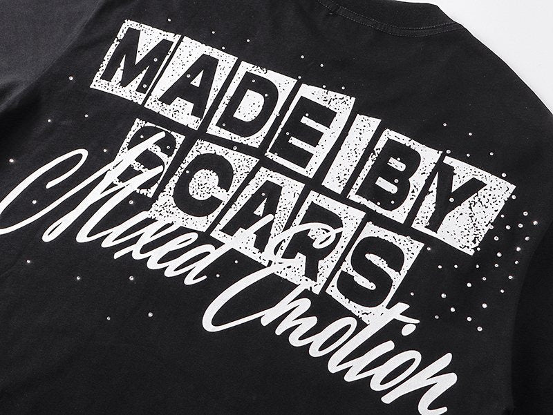 MIXED EMOTION Rhinestone-Style Graphic T-Shirt