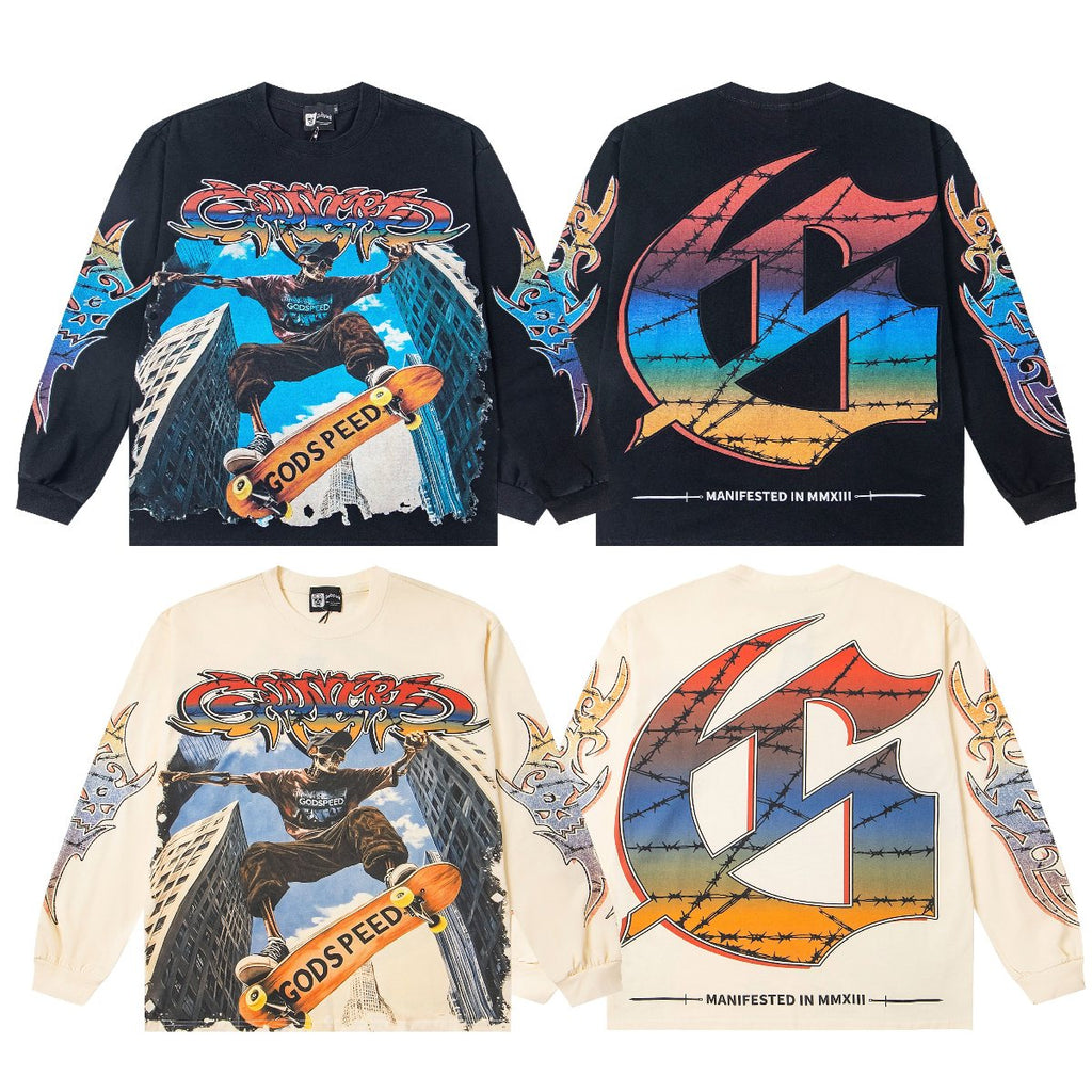 Godspeed White Ink Graphic Long-Sleeve T-Shirt