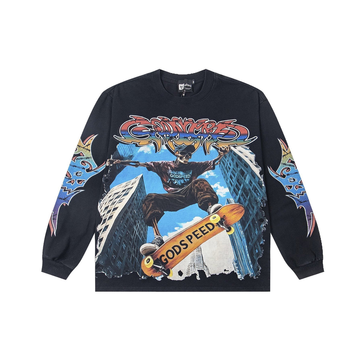 Godspeed White Ink Graphic Long-Sleeve T-Shirt