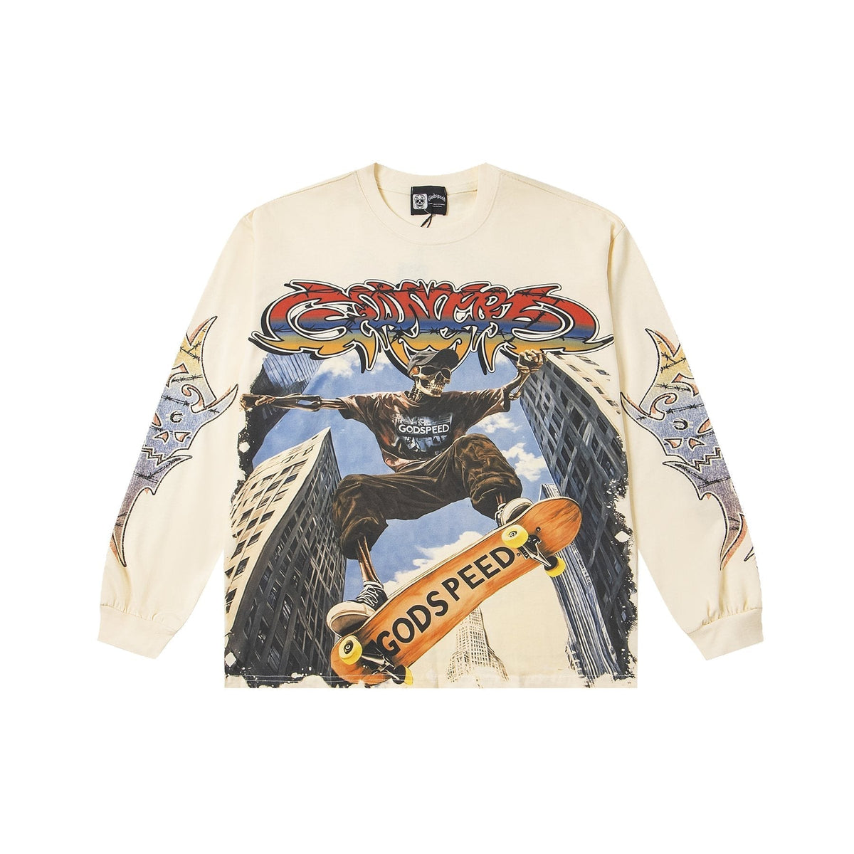 Godspeed White Ink Graphic Long-Sleeve T-Shirt