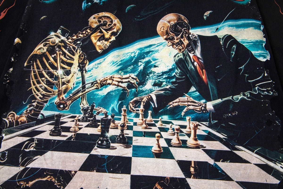 Godspeed Skeleton Chess Graphic Long-Sleeve T-Shirt