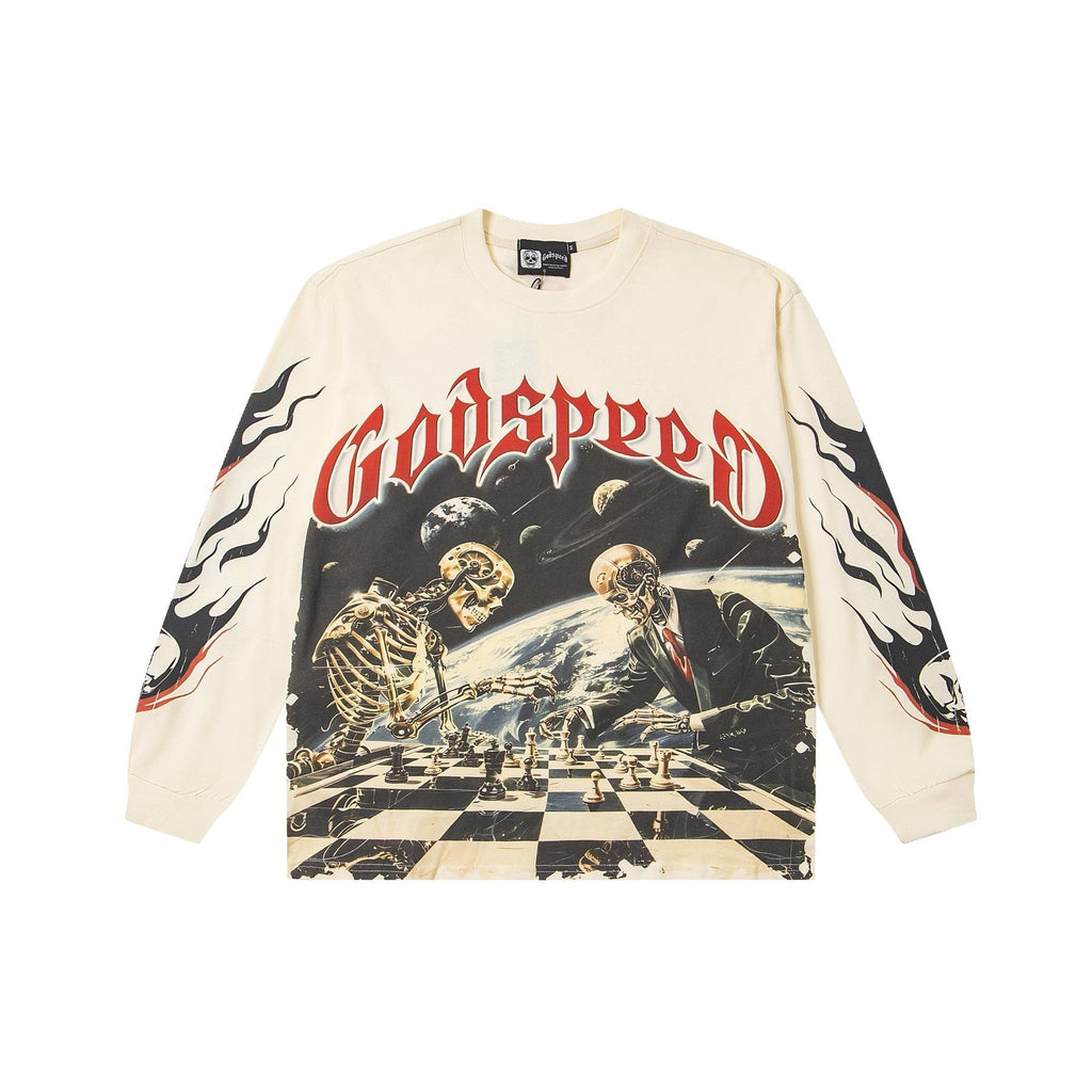 Godspeed Skeleton Chess Graphic Long-Sleeve T-Shirt