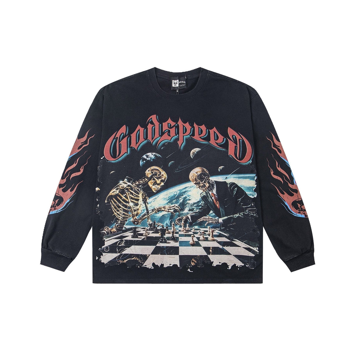 Godspeed Skeleton Chess Graphic Long-Sleeve T-Shirt
