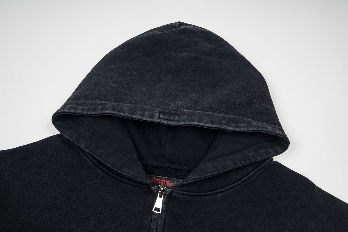 Godspeed Washed Gothic Graphic Full-Zip Hoodie