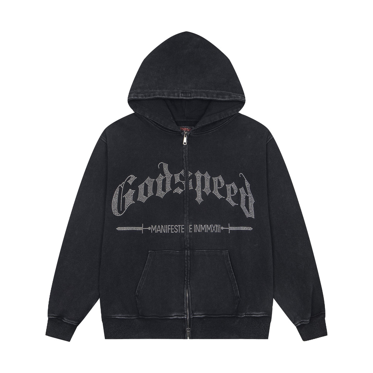 Godspeed Washed Gothic Graphic Full-Zip Hoodie