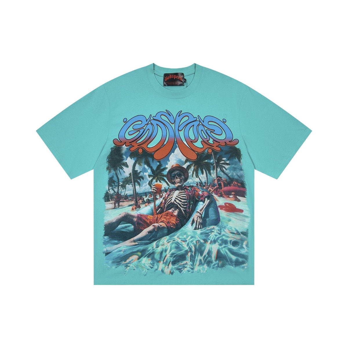 Godspeed Beach Skeleton Graphic T-Shirt