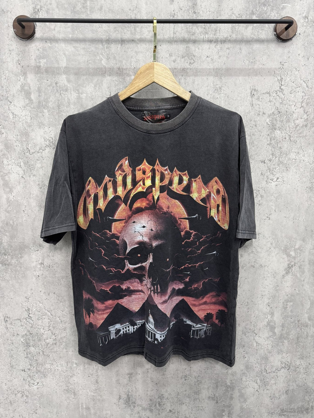 Godspeed Skull Graphic Washed T-Shirt