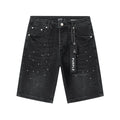 Purple Brand Black Rhinestone Splatter Denim Shorts