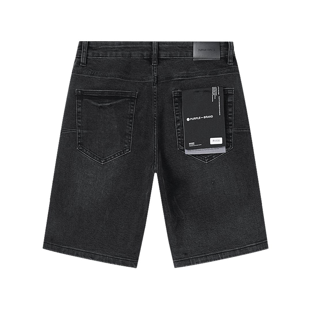 Purple Brand Black Rhinestone Splatter Denim Shorts