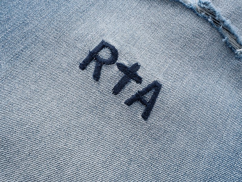 R+A Light Blue Distressed Straight-Leg Jeans